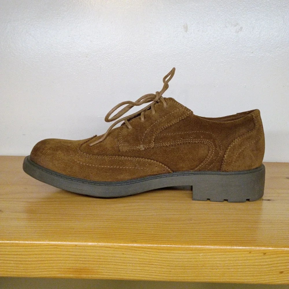 Skechers‎ Mens Wingtip Shoes Size 8.5 Brown Suede Leather Upper Oxfords